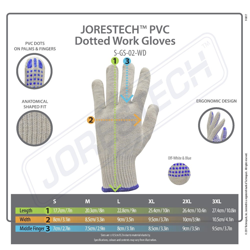 12 Pairs Poly Cotton PVC Dots String Knit Work Gloves for Warehouse