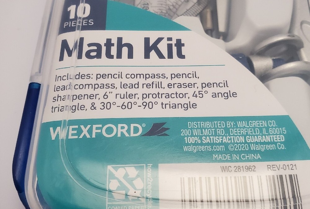 Wexford 10 Pieces Math Kit (LOC BK-12) New