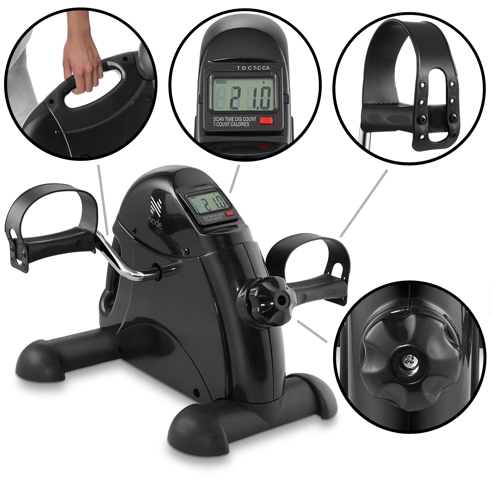 Under Desk Stationary Exercise Bike - Portable Arm Leg Foot Pedal Exerciser