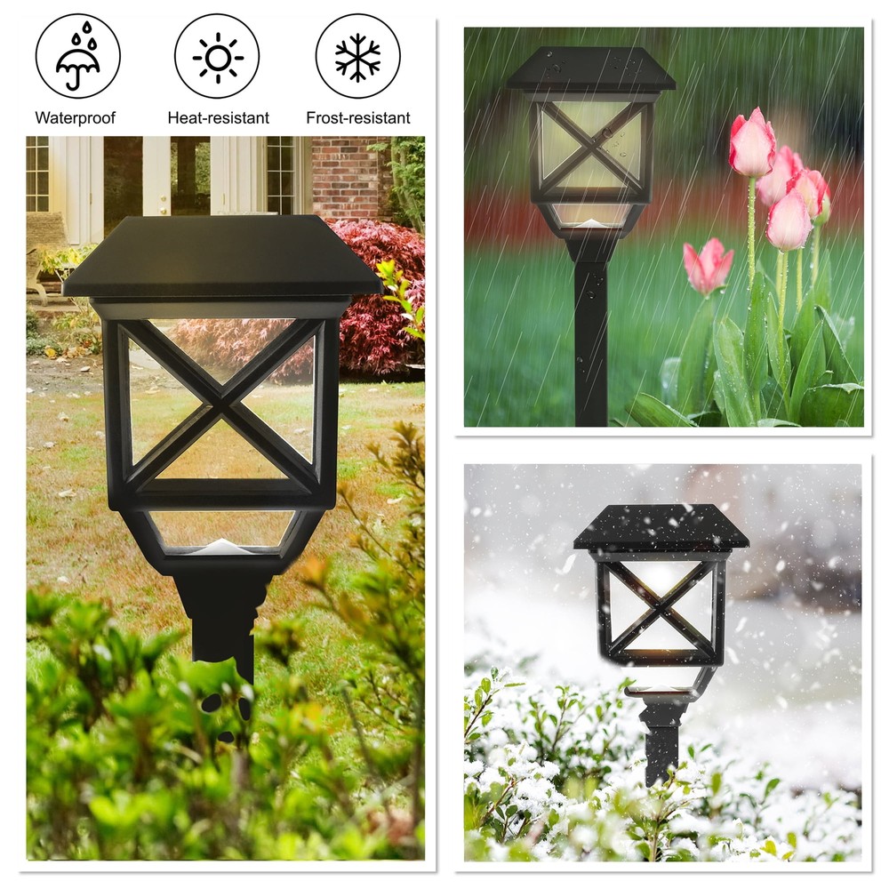 Solar Black Square 8 Lumens LED Landscape Pathway Light (6 Count)