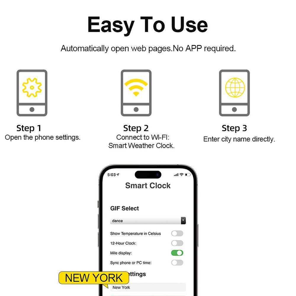 Smart Desktop Clock WIFI Weather Clock 1.5Inch Screen Temperature & Humidity