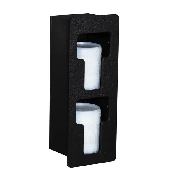 Dispense-Rite Black Polystyrene 7" x 5.5" 2-Section Built-In Lid Organizer