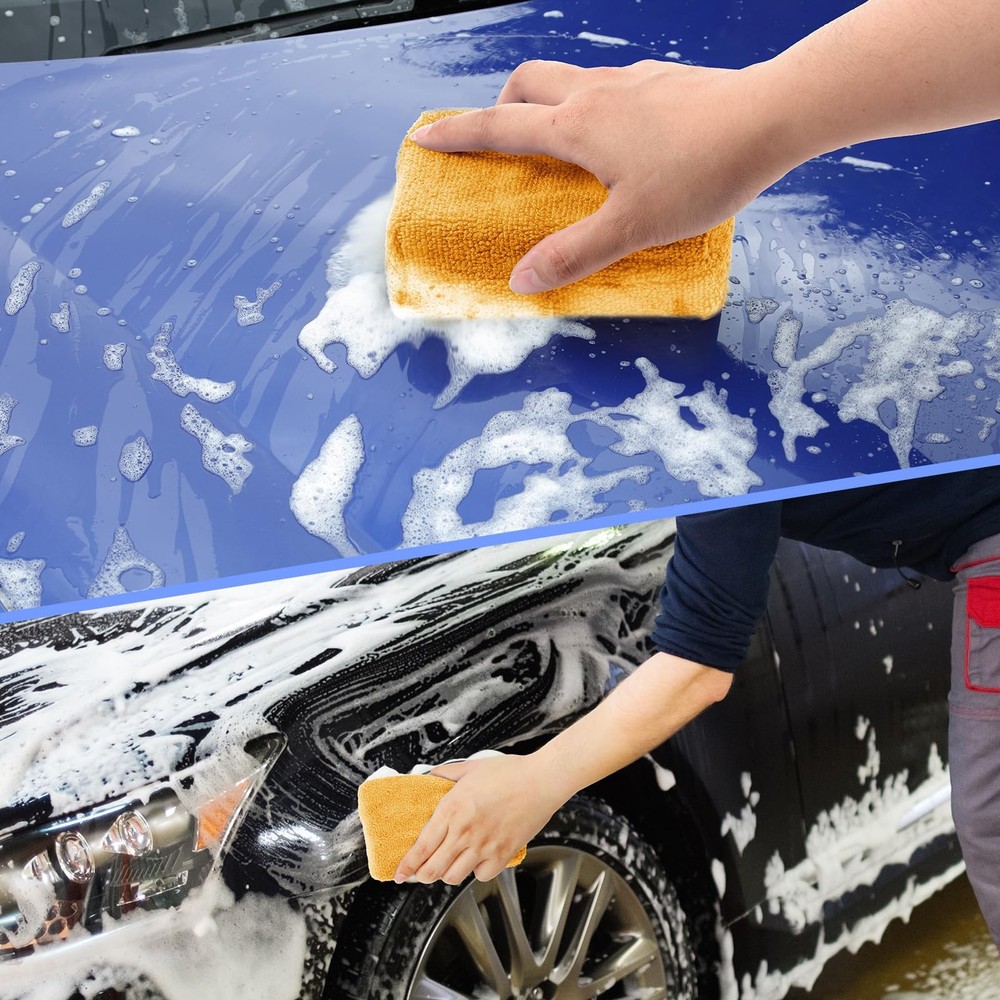 Tallew 12 Pack Microfiber Applicator Pad Sponge for Car Orange