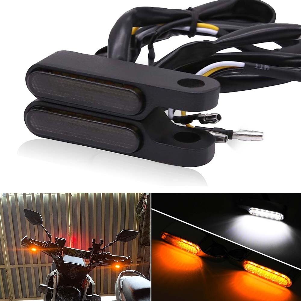 Pair Mini Motorcycle LED Turn Signal Blinker Handlebar Light For Harley Davidson