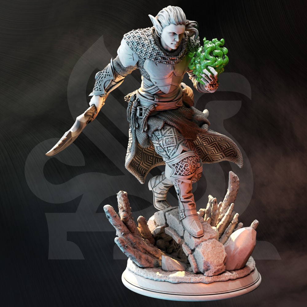 Cordon Blades Drow Rogue Arcane Trickster Miniature | D&D DnD |