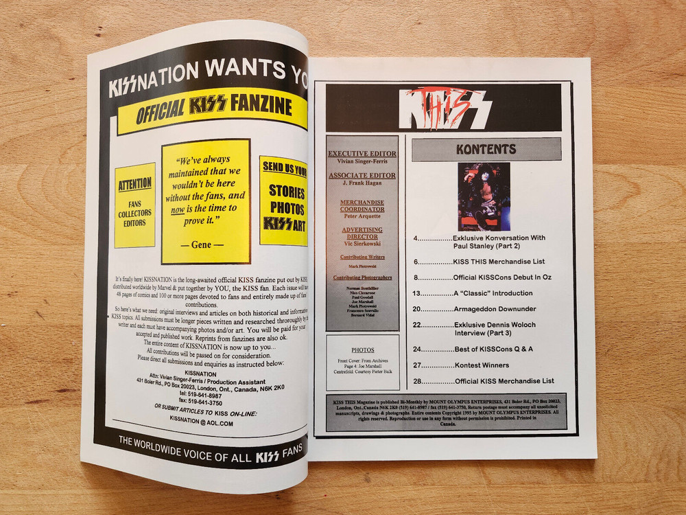 KISS This RARE Vintage Canada Magazine Vol 2 Num 2 Paul Stanley Conventions COOL