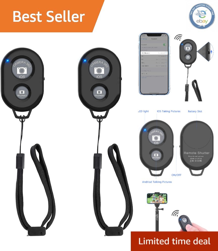 Wireless Camera Remote Shutter (2 Pack) for iPhone/Android - Capture with Ease