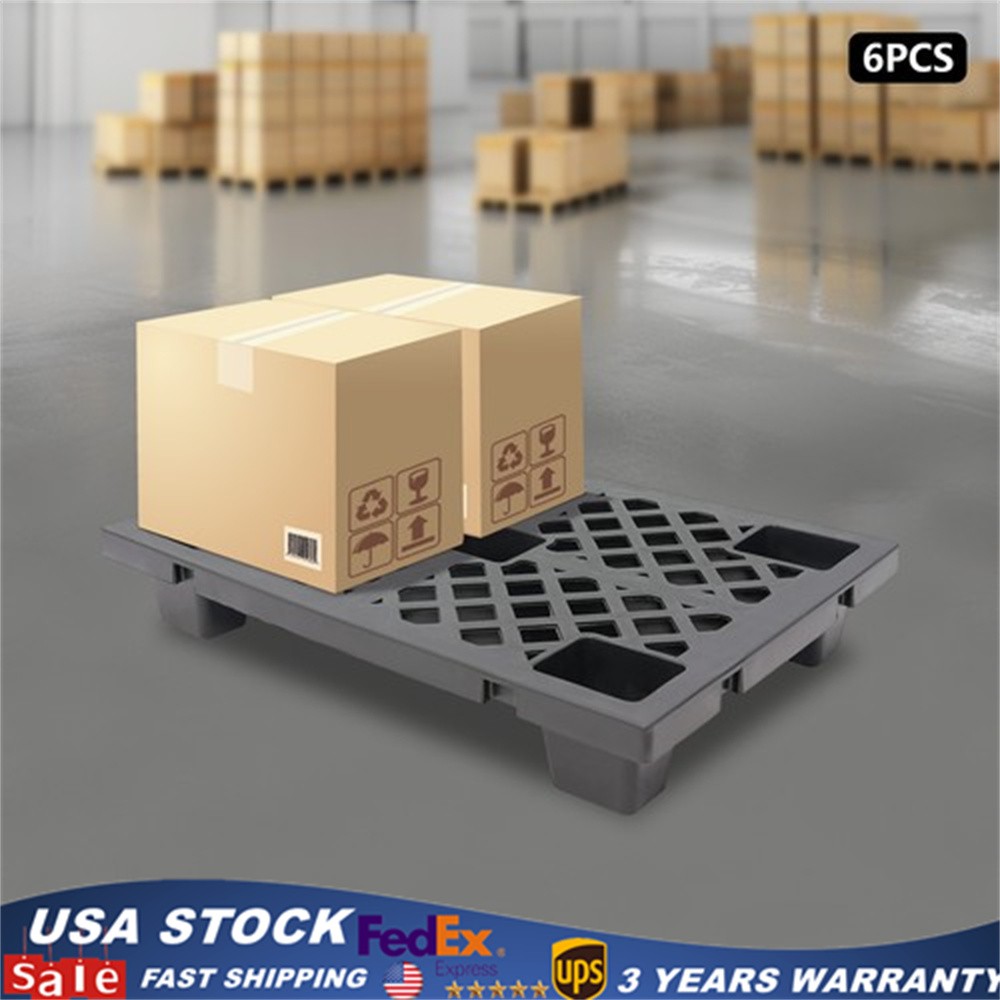 6 Pcs Moisture-proof Plastic Pallets Stackable Interlocking Storage Pallets