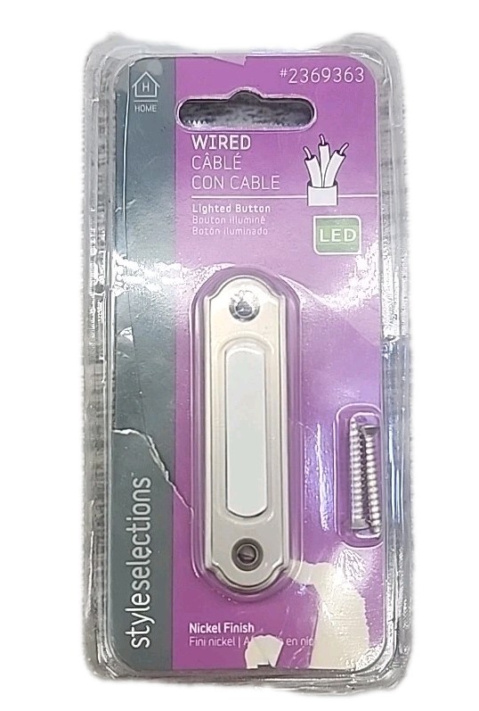 Lighted / LED Wired Doorbell Button ~ Nickel Finish ~ Style Selections [Wall 1]
