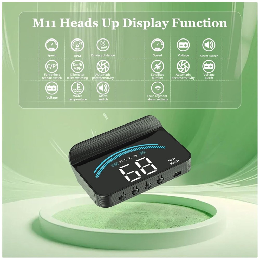 HUD Car Windshield Speedometer with Overspeed Alarm