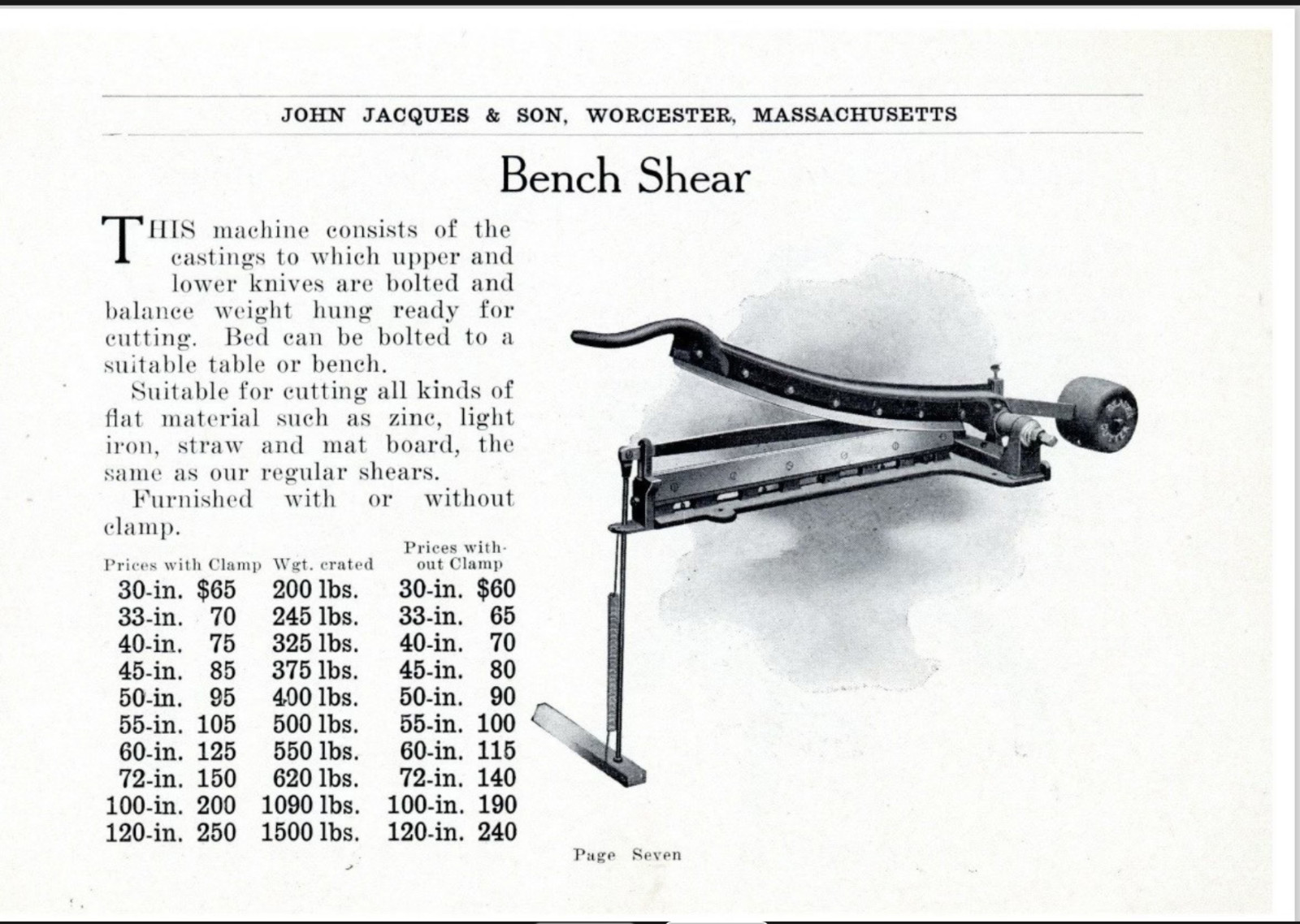 Antique 30" Paper Cutter Shear (JOHN JACQUES & Sons, Worchester MA)