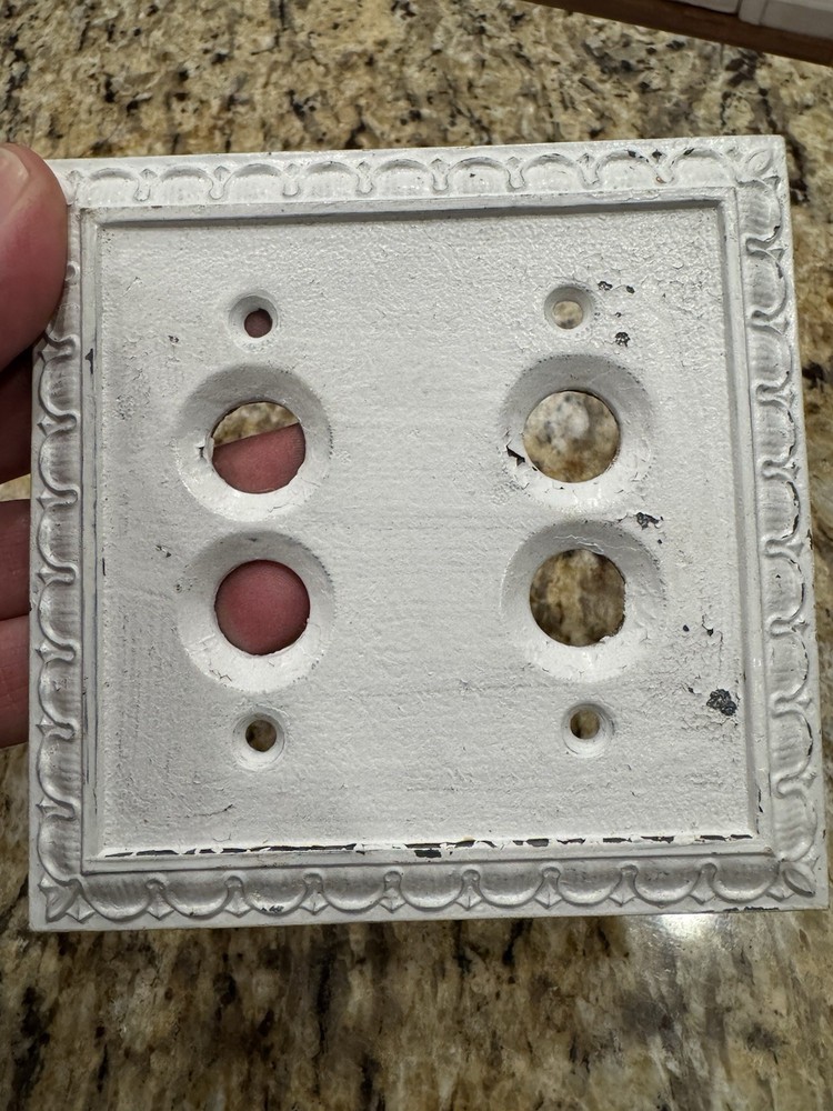 Vintage Metal Double Push Button Switch Plate