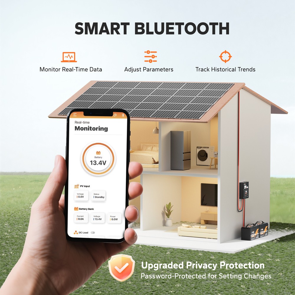 LiTime 12V/24V/36V/48V 100A Bluetooth MPPT Solar Charge Controller Low Temp