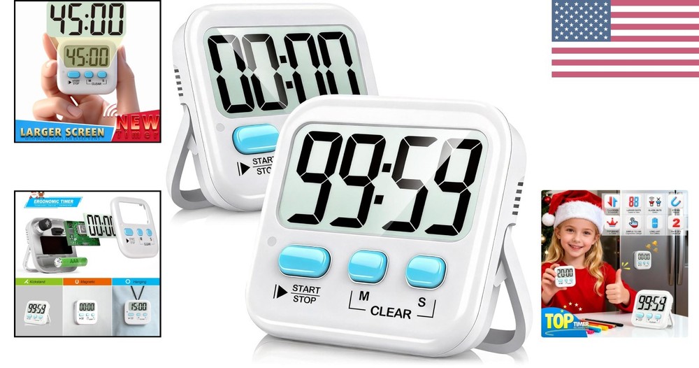 Durable Digital Timers Set with Memory Function – Perfect for Cooking & Study