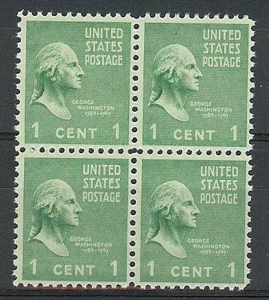 US 1938 Sc# 804 George Washington 1c block 4 MNH