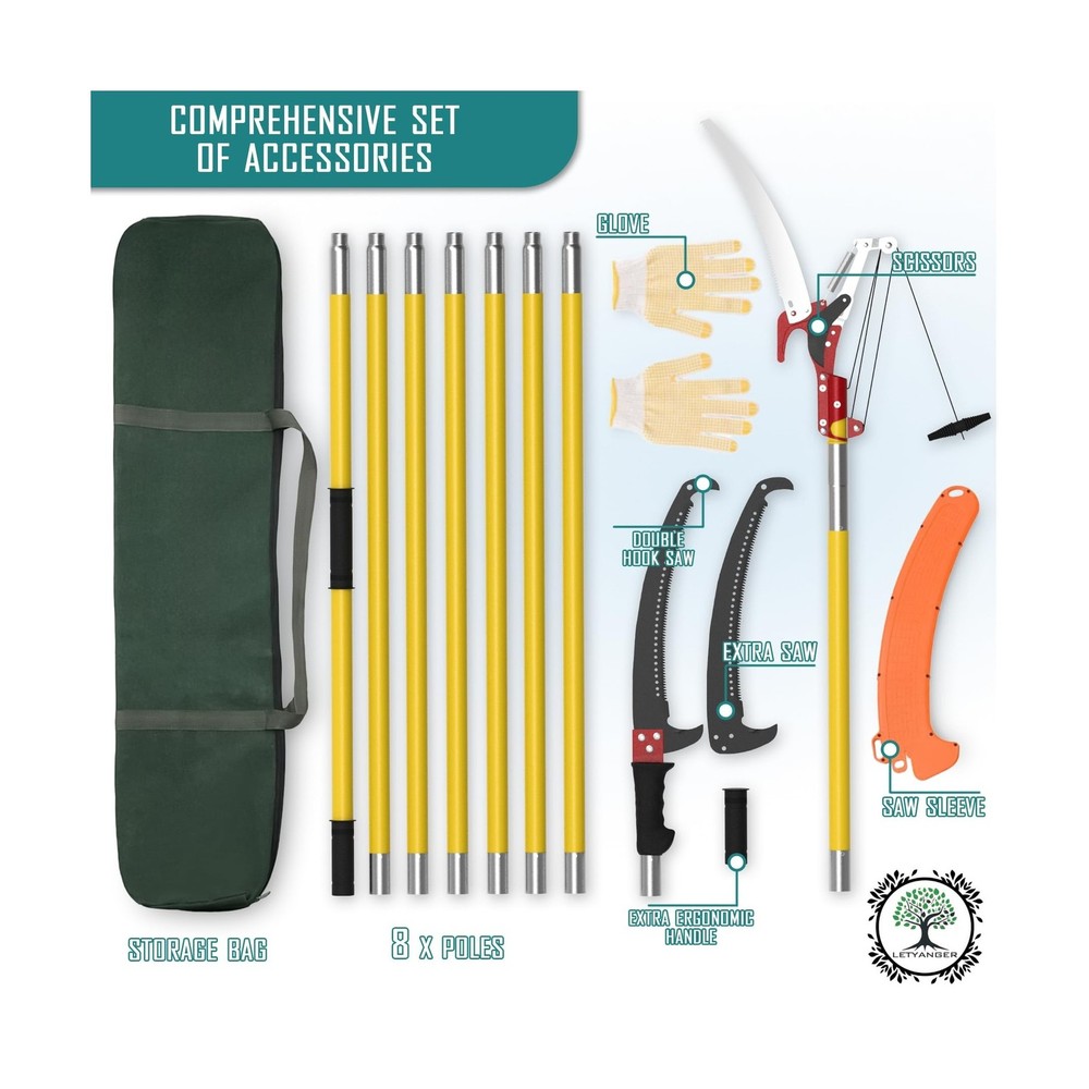Pole Saws for Tree Trimming, 7.3-27 ft Extendable Tree Trimmers Long Handle P...