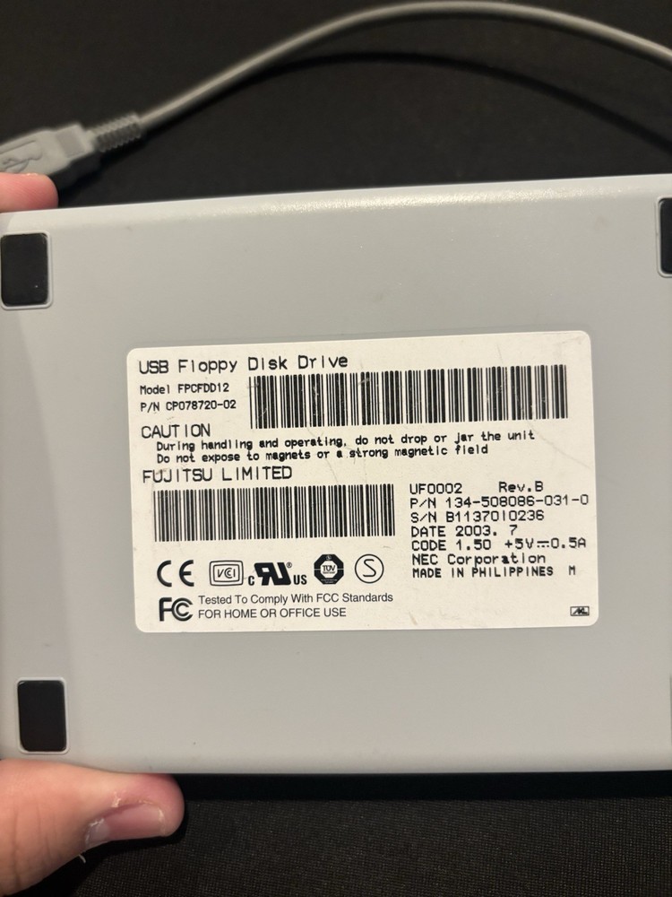 Fujitsu FPCFDD12 USB Floppy Disk Drive 1.44MB 3.5"