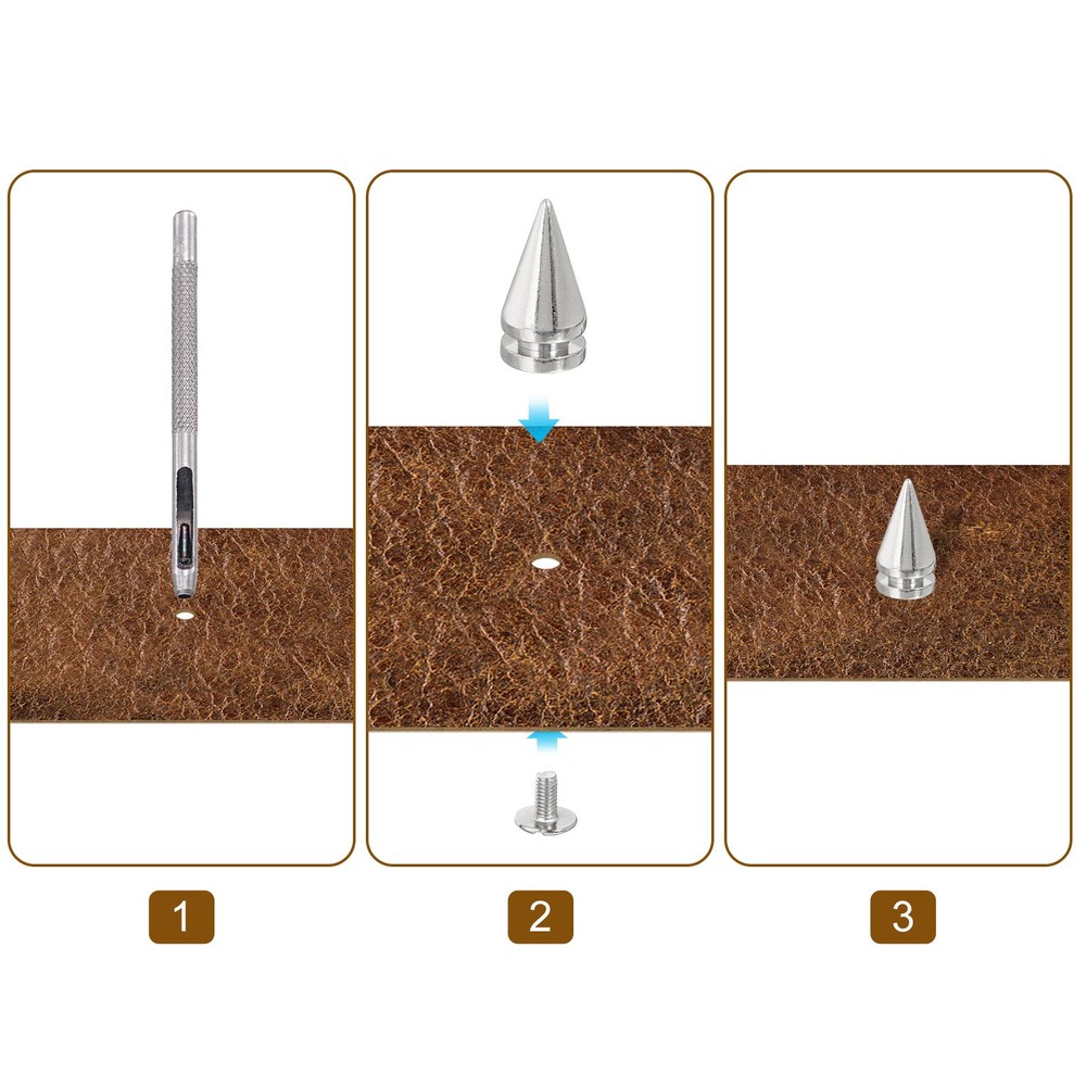 8Pcs Cone Spike Stud Rivet, 10x20mm Tree Studs and Spikes Bright Red