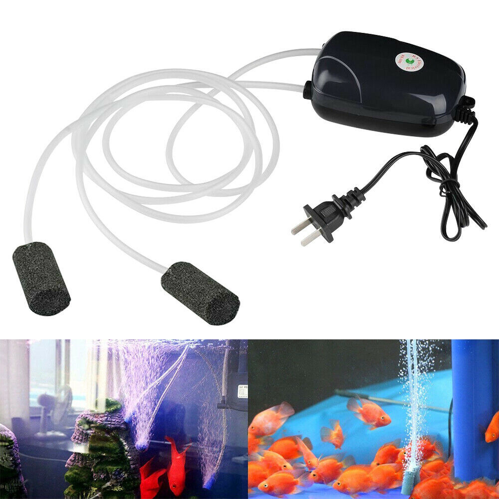 Silent Air Pump Large Aquarium Fish Tank Pump Hydroponic Oxygen 2 Outlet Pump