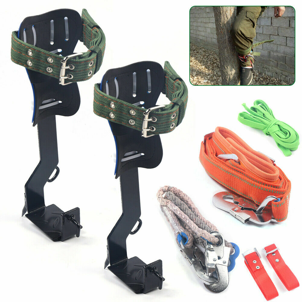 Tree Climbing Spike Set Pole Climbing Spurs w/ Rope Climber Adjustable Long!