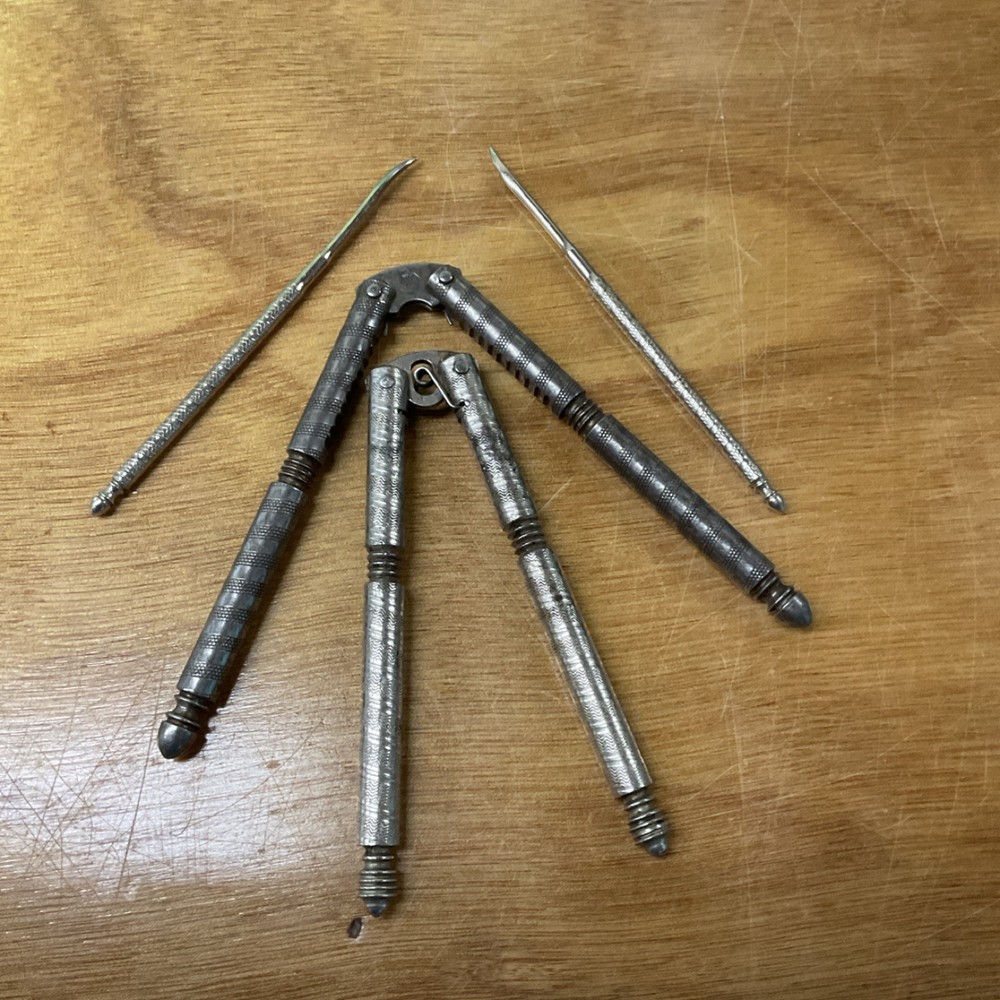 Vintage Retro Metal Silver Nutcracker Set with Picks, 5-Piece