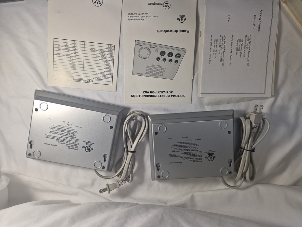 Westinghouse 4-Channel Voice-Activated Wireless Intercom 2003 #WHI-4CUPG SILVER