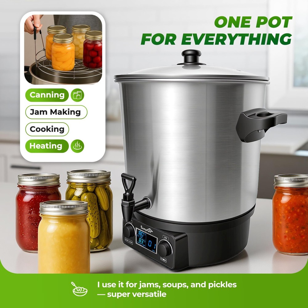 Electric Water Bath Canner 27 Quart, Knob Control Time & Temperature with LED...