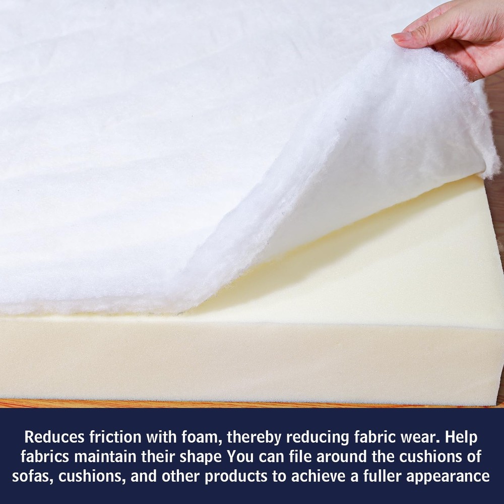 Dacron Polyester Cushions Wrap for Foam Padding, 48Inch X 59Inch, white
