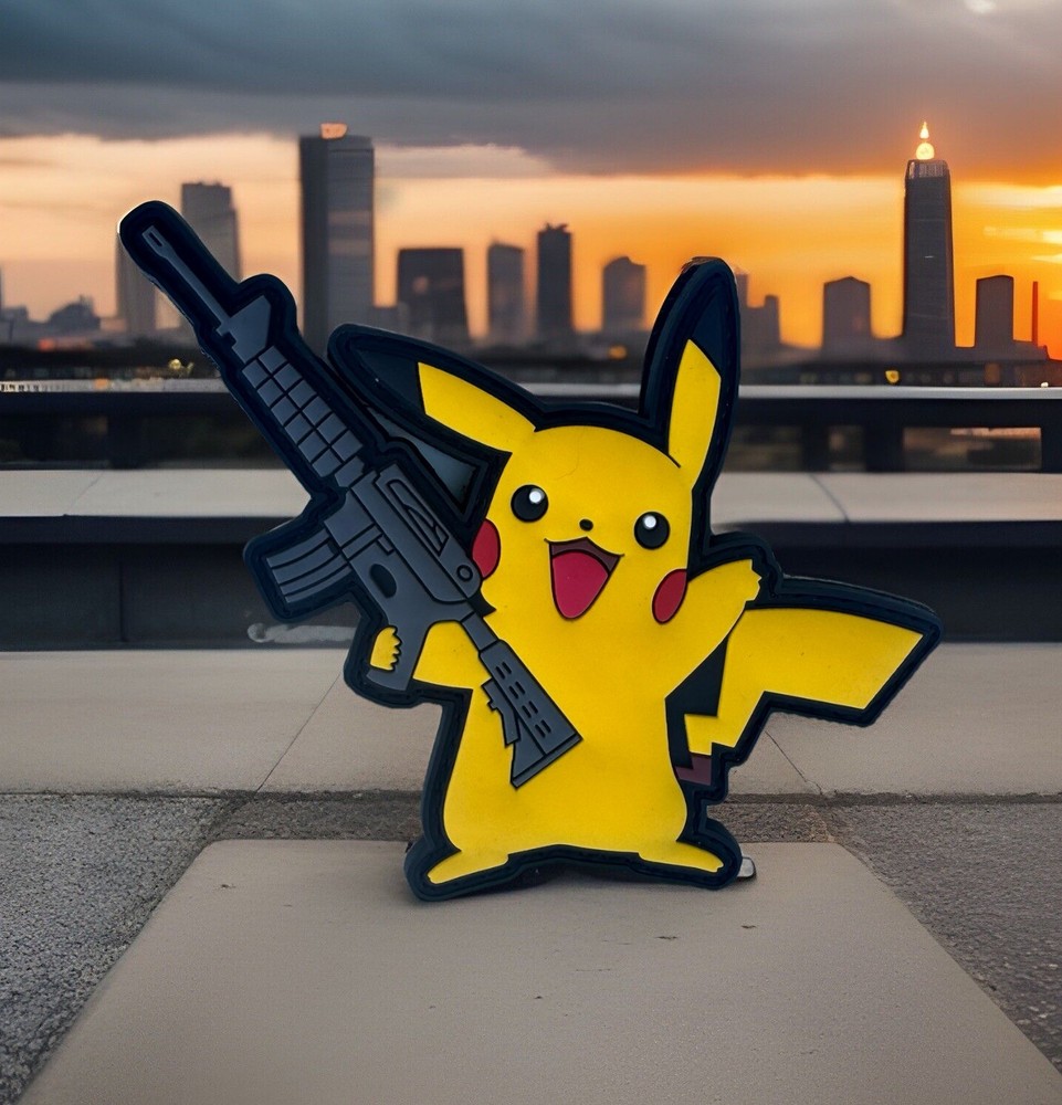 Pika With Gun Rubber PVC Hook/Loop Morale Patch
