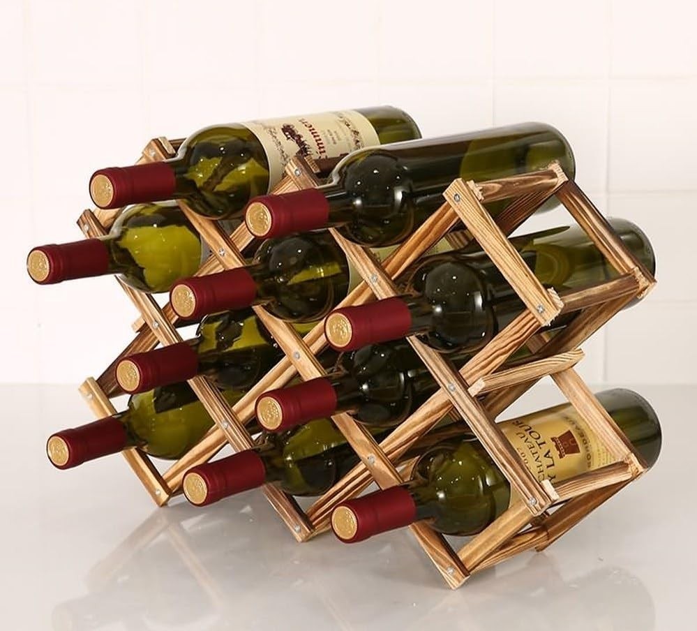 Freestanding Stackable Wine Rack Foldable for Countertop Scratch-Resistant