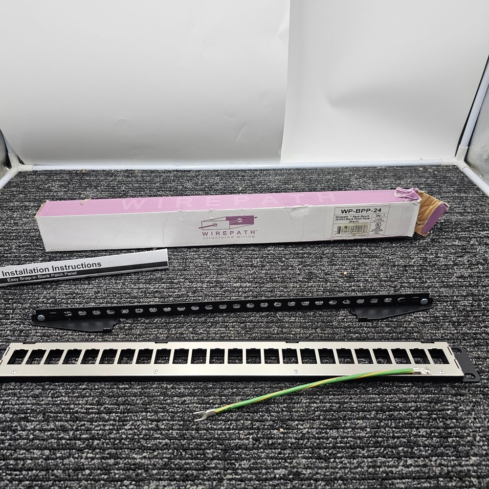Wirepath WP-BPP-24 Rack Mount 24 Port Blank Patch Panel Black Fits Cat 5e/Cat 6