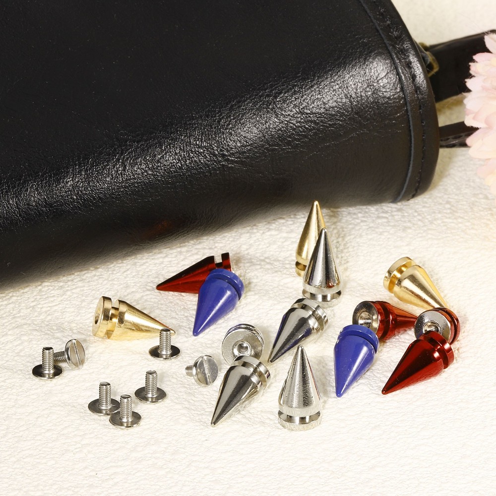 8Pcs Cone Spike Stud Rivet, 10x20mm Tree Studs and Spikes Bright Red
