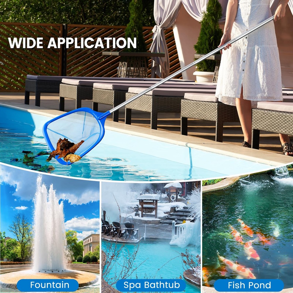 Pool Skimmer Net,Deep Pool Leaf Net with Reinforced Frame, Large Capacity Rak...