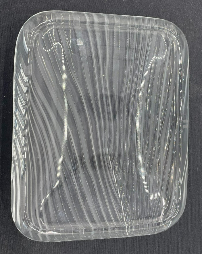 Emanuel Ungaro Sasaki Crystal Rectangular Textured Serving Tray Japan 5inx 6in