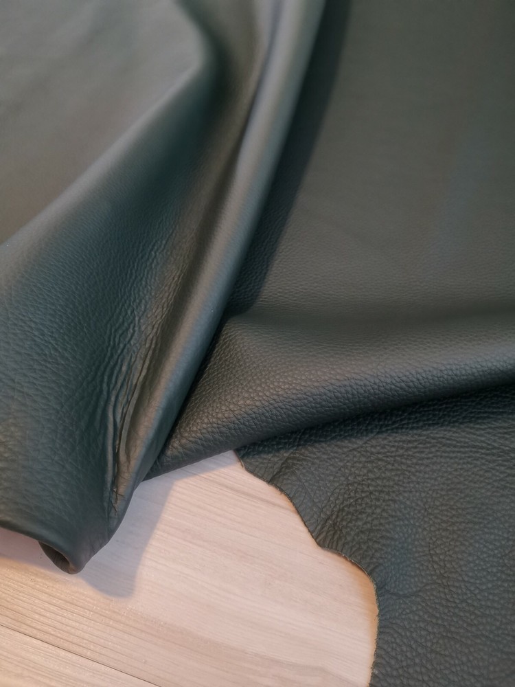 4-5oz PINE GREEN NAPPA SOFT PEBBLED GRAIN MATTE LEATHER HIDE PANEL,SHEET,SQUARE