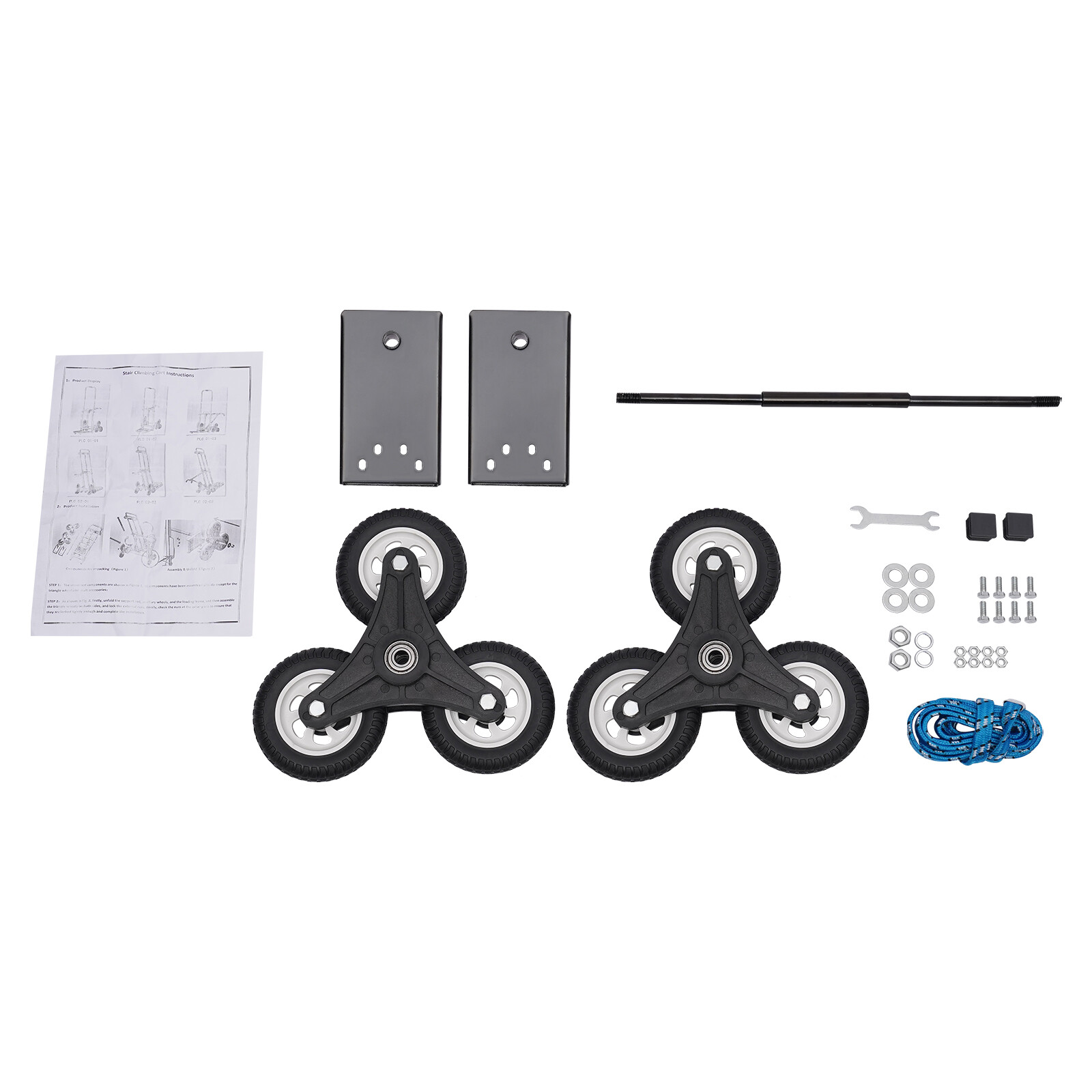 460lbs Black Stair Climbing Cart Trolley Stair Climber Hand Truck 29-45in Height