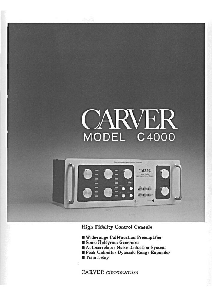Carver C-4000 Control Console Owners Manual