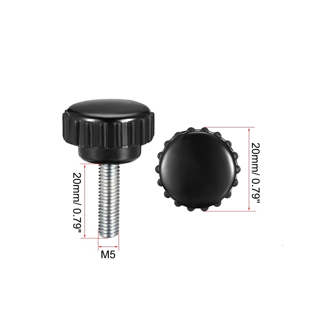 5Pack M5x20mm Male Thread Knurled Clamping Knobs Grip Thumb Screw on Type