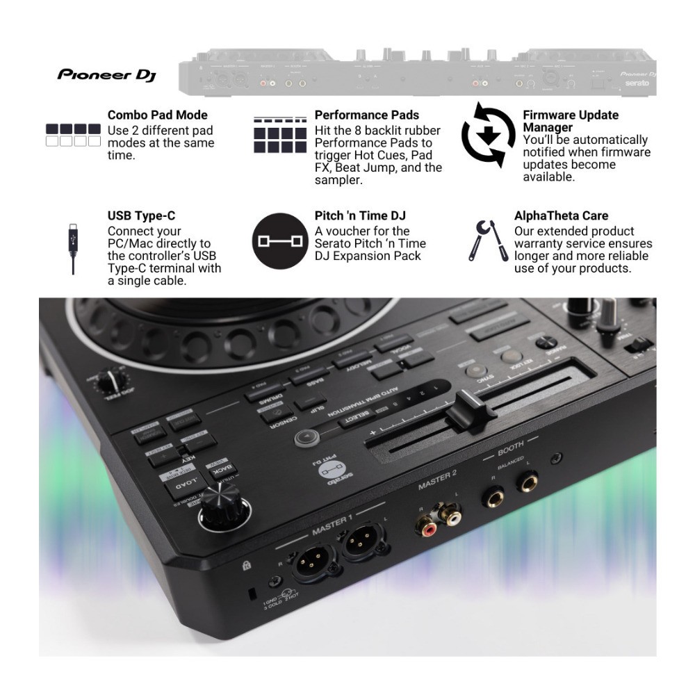Pioneer DJ DDJ-REV5 4-Deck Serato DJ Controller with MAGMA Controller Black Case