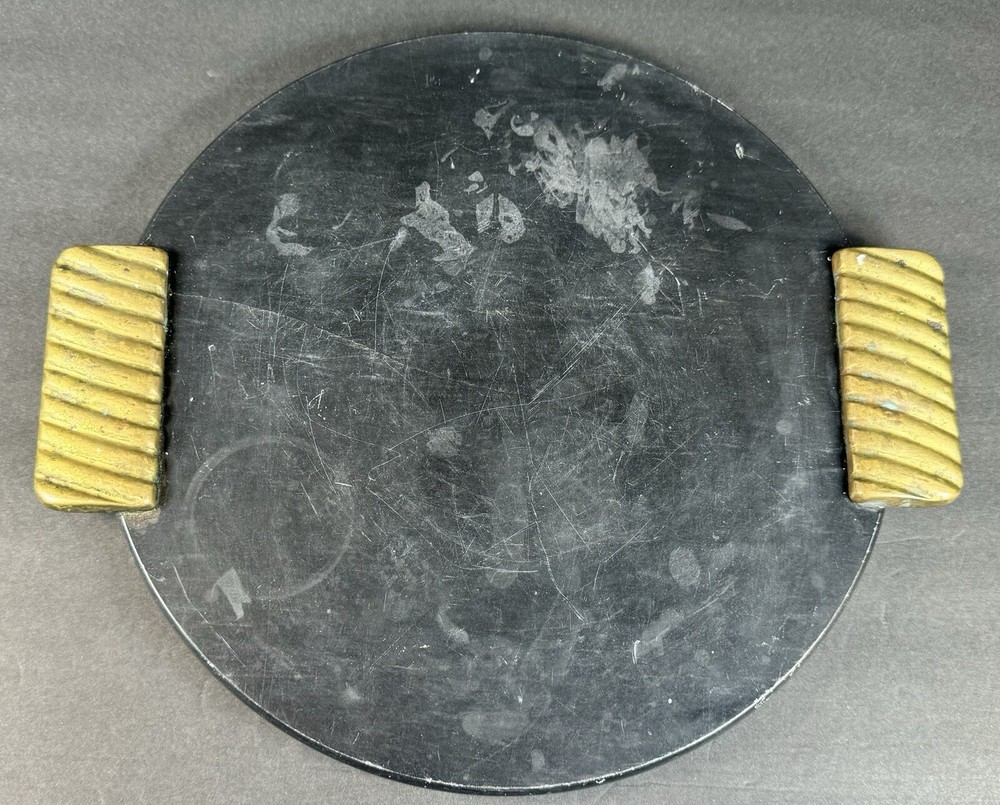 Decorative Round Marvel Tray With Brass Handles