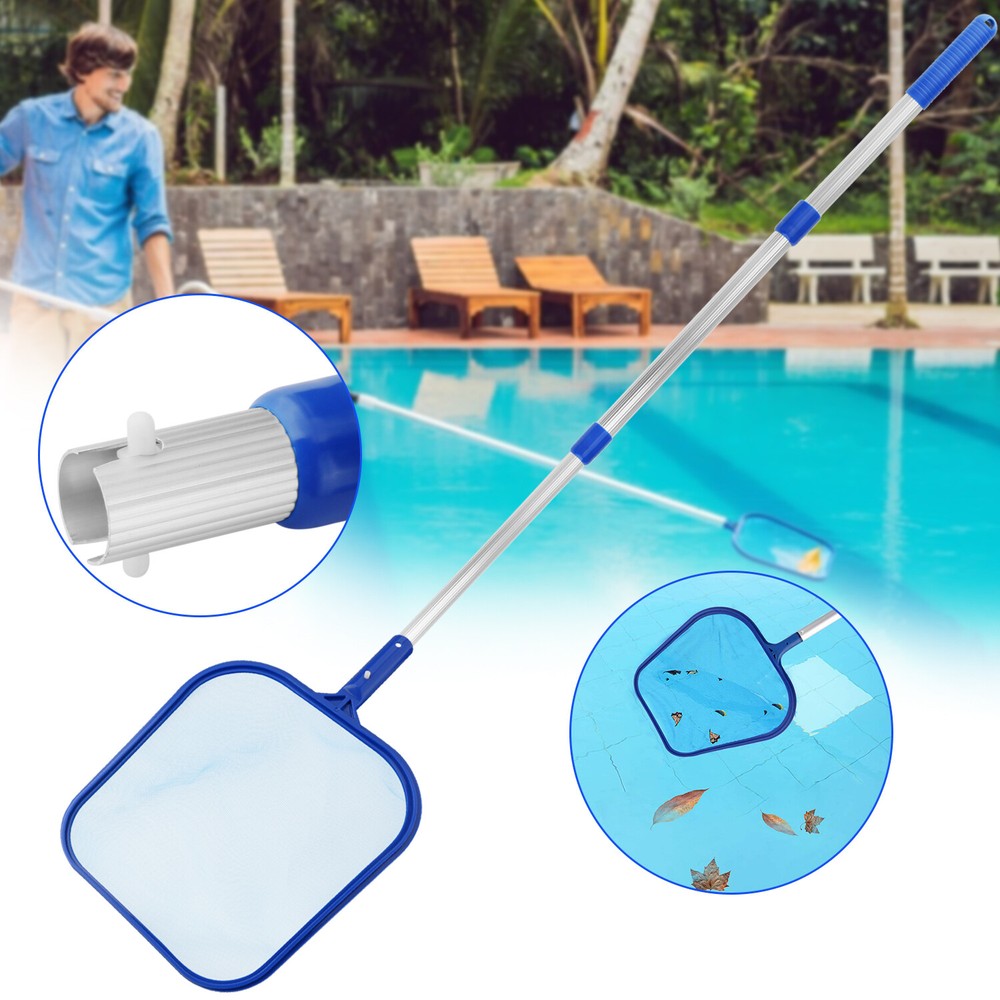 Pool Cleaning Tool Leaf Skimmer Flat Deep Bag Rake Net Leaves Mesh Pole Net Kits