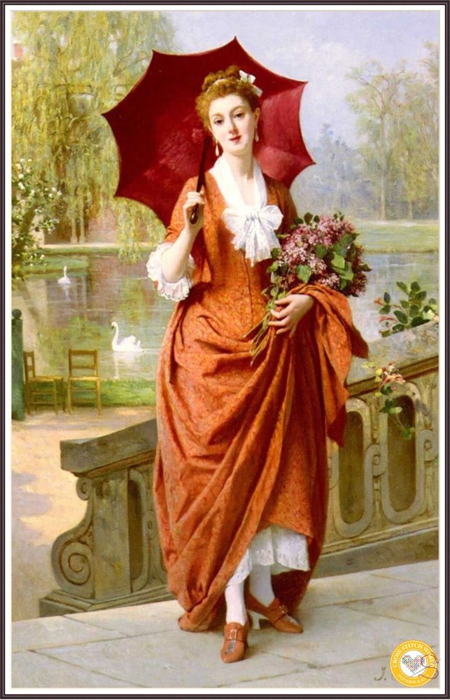 Red Parasol 846 - Chart Counted Cross Stitch Pattern Xstitch