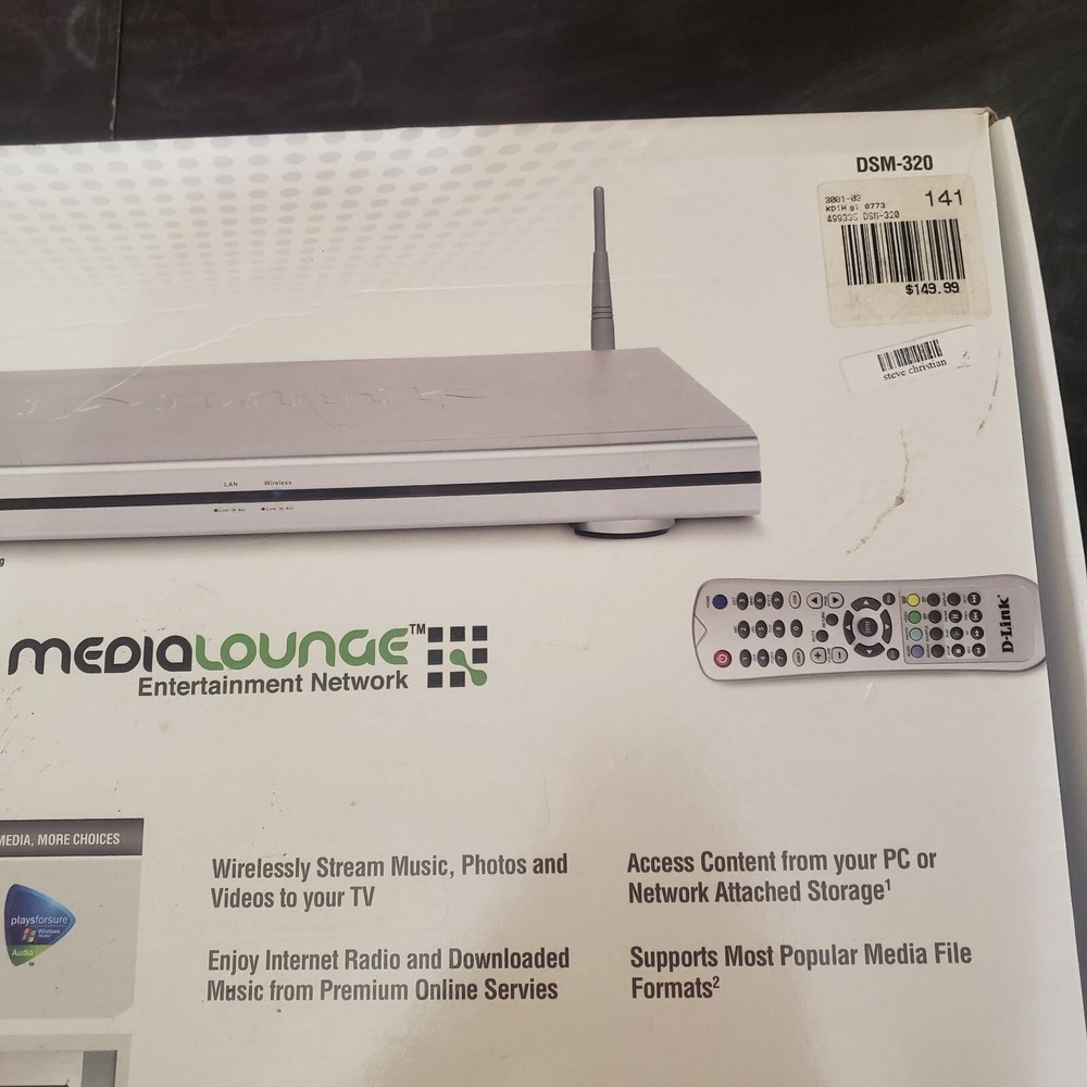 D-Link Media Lounge Digital Wireless Media Player DSM-320 Silver