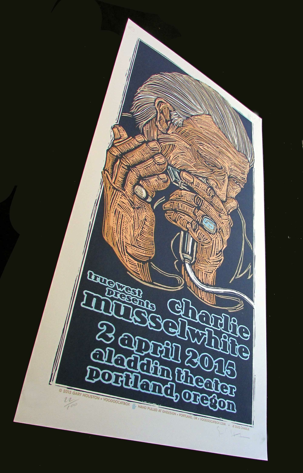 Charlie Musselwhite Poster Aladdin Theater 2015 Hand Signed by Gary Houston