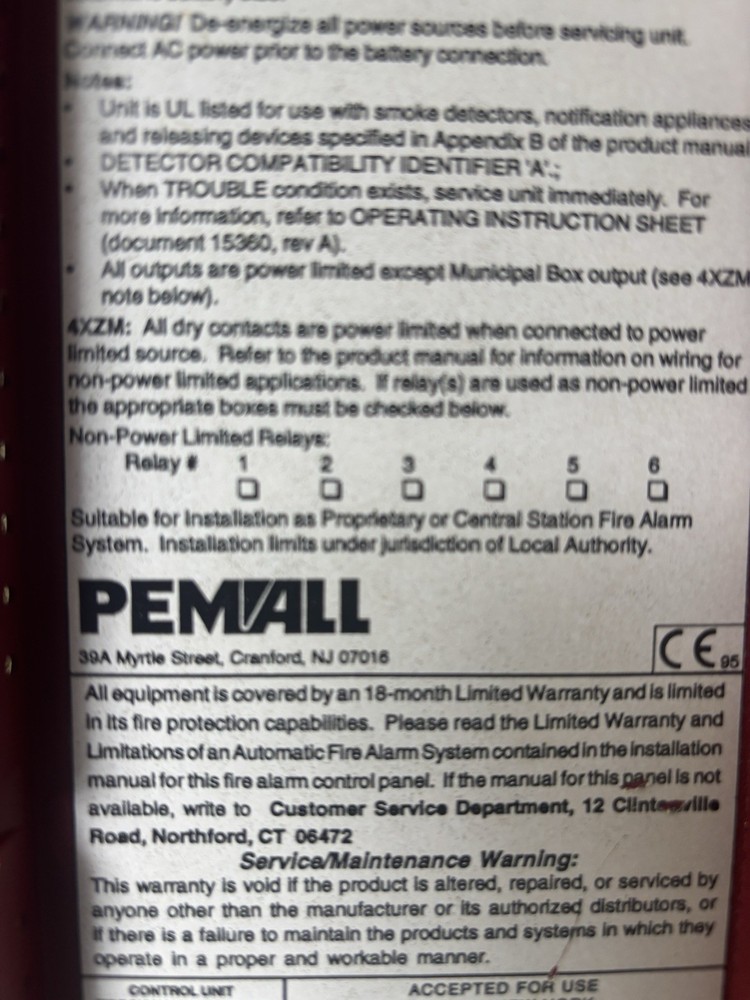 PEM 2001 Deluge Preaction Control Panel