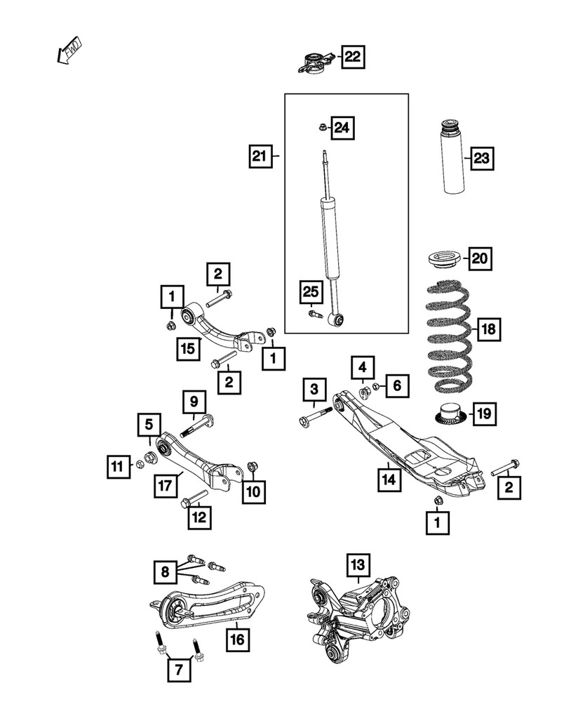 Genuine Mopar Trailing Arm Link Assembly Left 5090045AF