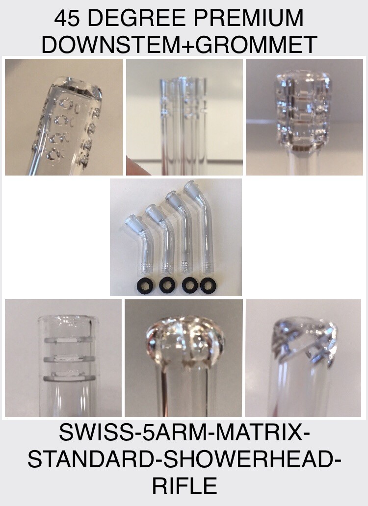 14mm Glass Downstem 45 Degree Curved Bent 3” 4” 5” 6” Inch Grommet Premium Perc