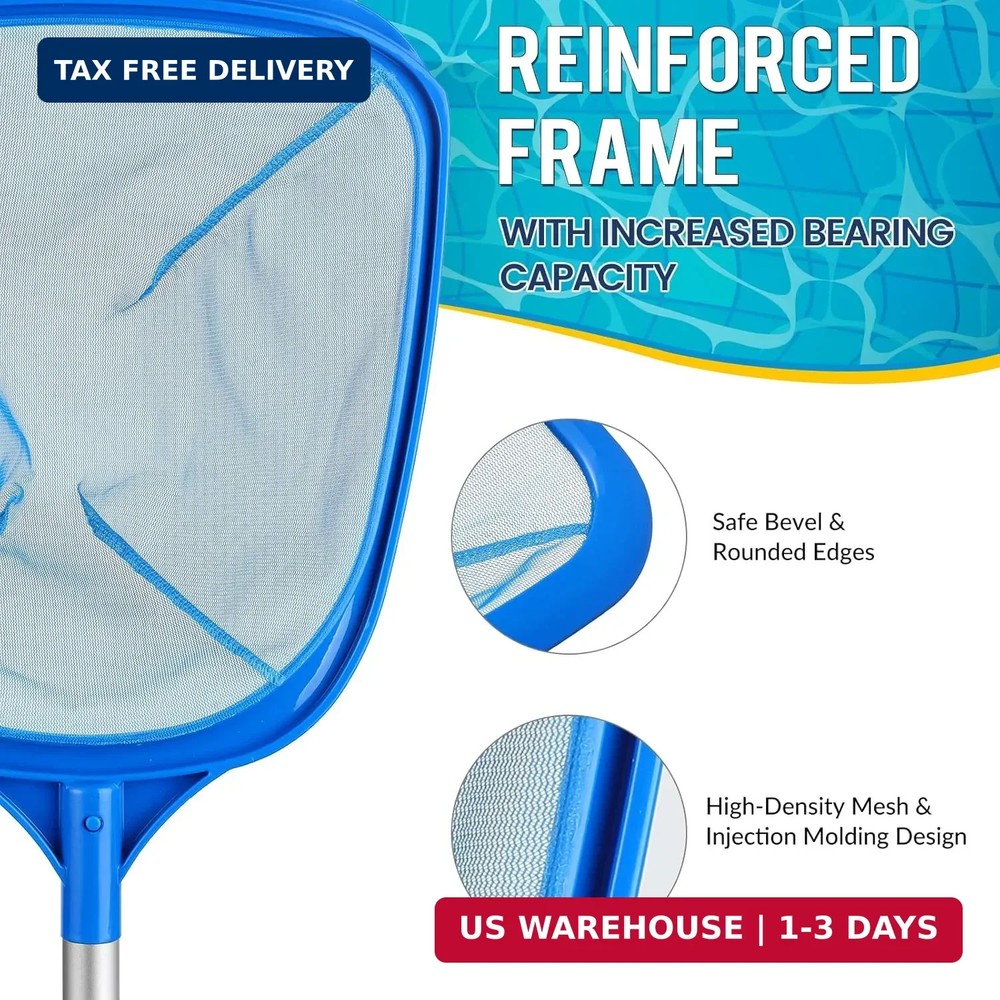 Tavaleu Pool Skimmer Net,Deep Pool Leaf Net with Reinforced Frame, Large Capacit