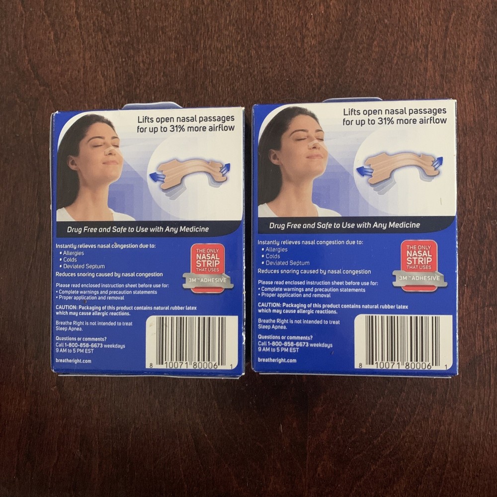 Breathe Right Original S/M Sizes 2 Boxes (60 Strips) Exp 2026 A4