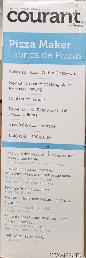 Courant 12 Inch Electronic Pizza Maker, multi function Oven and Griddle, Teal